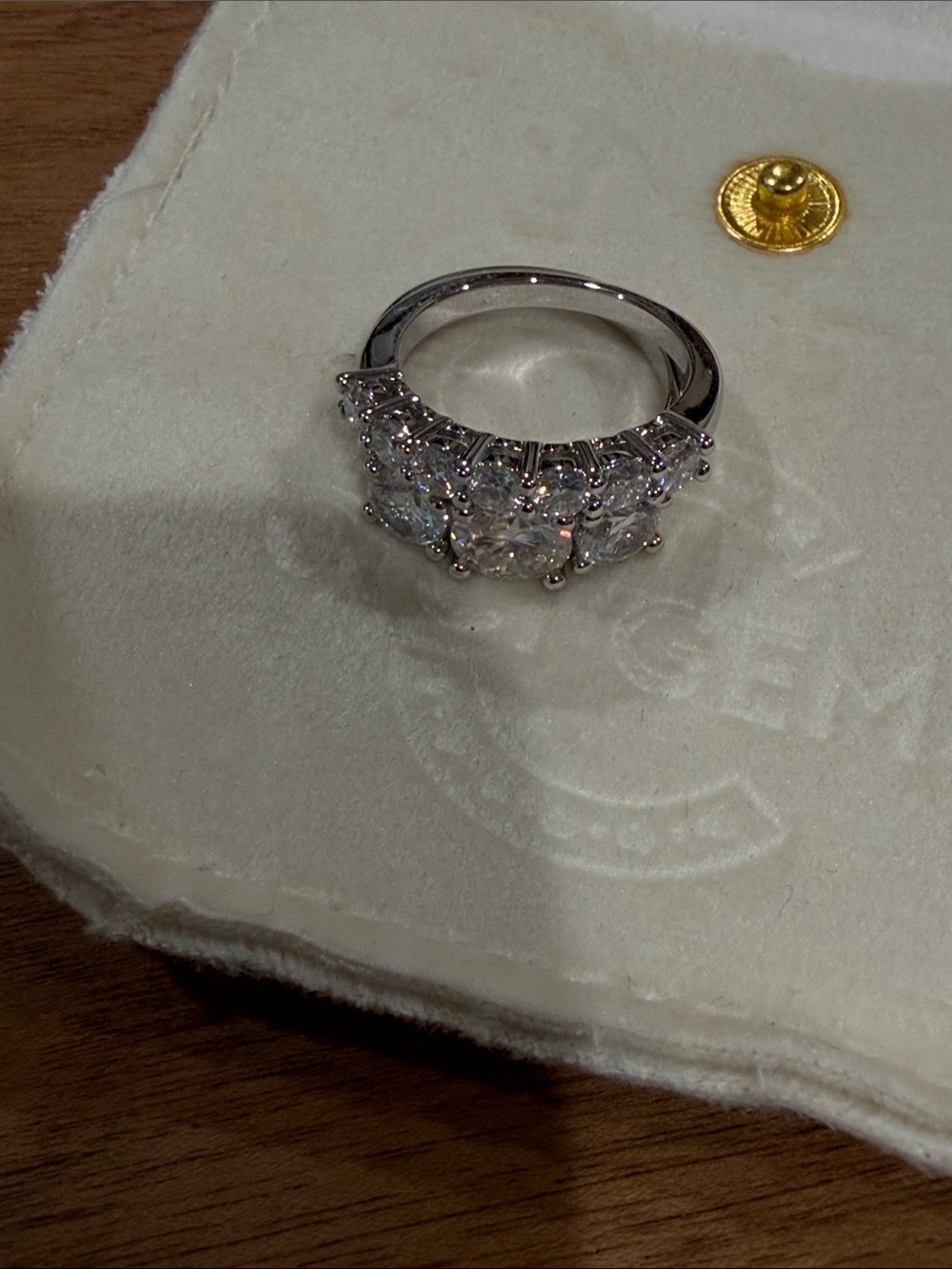 Classic Silver-Tone Multi-Stone Cocktail Ring - White